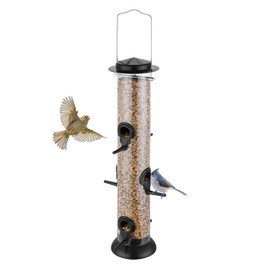 TrampgiK Metal Tube Bird Feeders for Outdoors Hanging,Finch Feeders for Outside,Chew-Proof Hanging Birdfeeder,Squirrel-Proof 6 Ports Bird Feeder 13 Inch,Anti-Rust,Black,1 Pack(Seed is not Included)