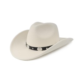 Zylioo S-M Black Western Cowboy Hat,Mens Black Cowboy Hat,Womens Winter Outback Hats with Belt Buckle,Adjustable Wide Brim Warm Fedora Hat