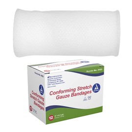 Dynarex 3103 Non Sterile Stretch Gauze Bandage Roll, 3" x 4.1yard, Pack of 12