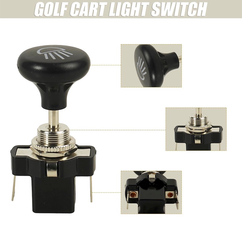 Universal Golf Cart Light Switch Push Pull Headlight Switch Button
