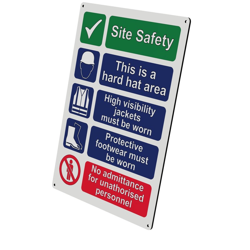 Durable A4 Aluminum Composite Site Safety Sign with Fixing Holes