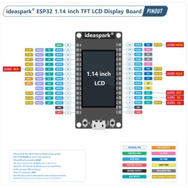 ideaspark® ESP32 Development Board Integrated 1.14 inch ST7789 135x240 TFT LCD Display,WiFi+BL Wireless Module,CH340 Driver USB Type-C for Arduino Micropython (ESP32 1.14 inch LCD(Solder PIN))