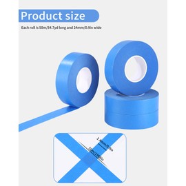 Toaren 4 Rolls Painter's Masking Tape 24 mm x 50 m Masking Tape Masking Tape Painter's Tape Masking Tape Painter Paper Tape Heat Resistant UV Painting Tape for Painting Work and Renovations (Blue)