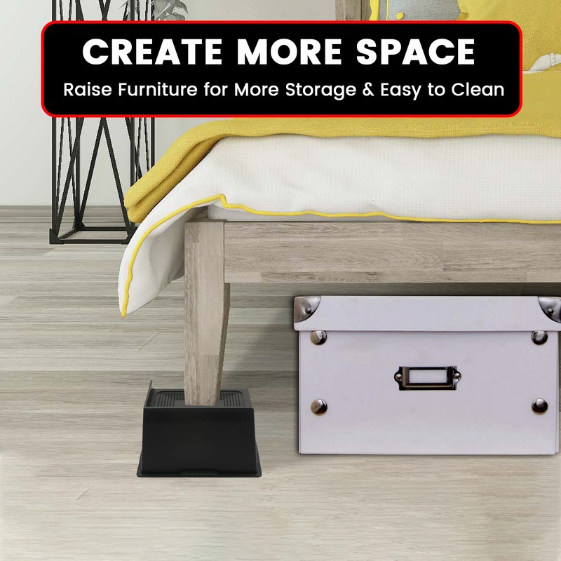 MYMULIKE Bed Risers 4 Inch Heavy Duty, Oversized Furnitures Risers