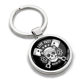 SkinoEu KK 175 Motorsport Skull Live Fast Motorcycle Metal Keyring Car Key Gift Metal Keyring, Multicoloured