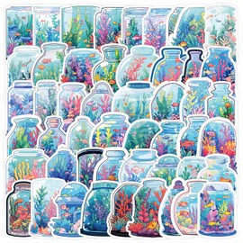 50 Packs Summer Sea Animal Stickers Water Bottles Laptop Phone Computer Guitar Skateboard Hydroflasks Cartoon Vinyl Sticker Waterproof Aesthetic Trendy Decals for Kids Teens Girls Adults