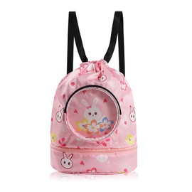 Cosysparks Children's Swimming Bag with Wet Compartment Swimming Bag Waterproof Gym Bag for Children PE Bags Kid Beach Bag for Boys Girls, pink