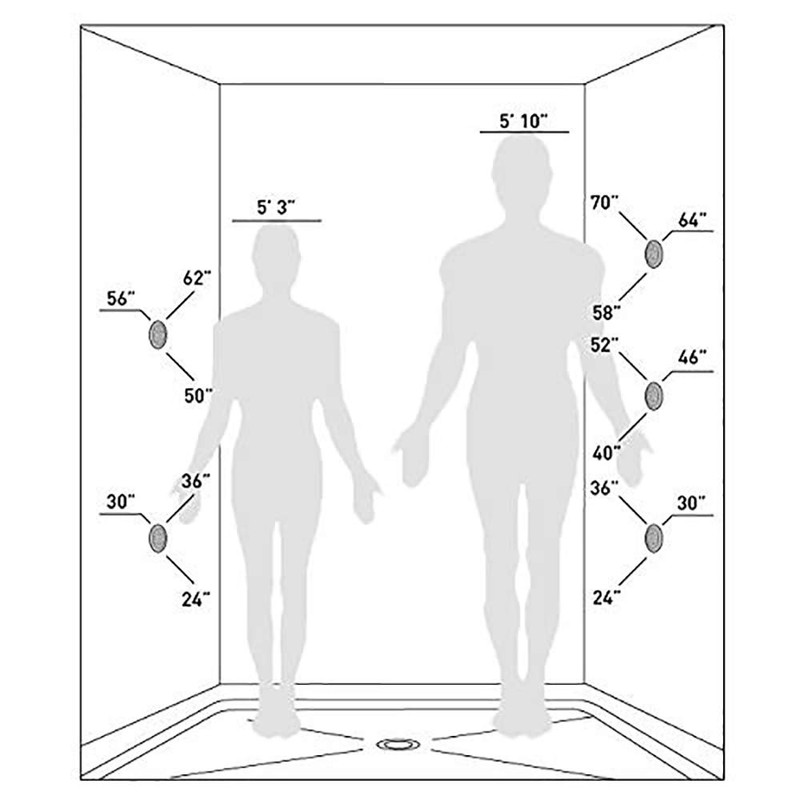 Cascada Modern Solid Brass 16-Nozzle Square Body Spray Jets Shower