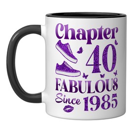 Chapter 40 Fabulous Since 1985 40Th Birthday Gift For Women Ceramic Mug, Black/White