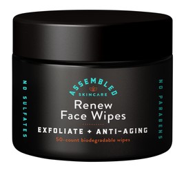 ASSEMBLED Toallitas Faciales Renew, 50 Unidades (1 Paquete). Toallitas Exfoliantes, Antiedad Y Pre-Afeitado.