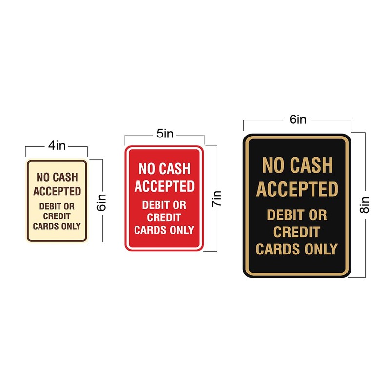 Signs ByLITA Portrait Round No cash accepted debit or credit