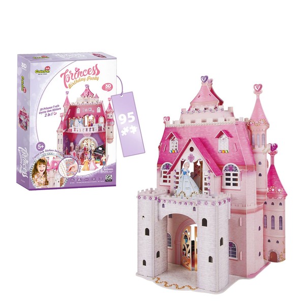 3D Puzzle Princess Birthday Party - 3D Puzzle for Children | Princess Castle | 3D Puzzle Children 5 Years or More | 95 Pieces | 524 Stickers | 3D Puzzle