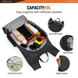 SKYSPER Foldable Hiking Backpack - 10L Small Lightweight Daypack Breathable Travel Backpacks for Men Women