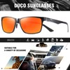 DUCO Men's Polarised Sunglasses with Rectangular Metal Frame and Carbon