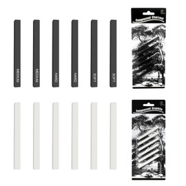 12 Pcs Graphite Sticks, Square Compressed Charcoal Sticks, Soft Willow Charcoal Material Drawing Pencils Set for DIY Drawing Crafts, Art, Sketching, Shading, Beginners and Artists