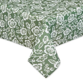 DII Indoor/Outdoor Tabletop Collection Floral Print, Water Resistant & Machine Washable, 60x120 w/Zipper, Artichoke Green