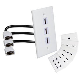 MXTECHNIC Single Port 4K HDMI Wall Plate Outlet Cover with 6 Inch Female to Female High Speed HDMI Pigtail Cable for Video Game Systems,TV Boxes(3-Port)