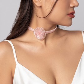 Stocking Stuffers Gifts for Women Flower Necklace for Women Floral Choker Big Rose Flower Choker Necklace Vintage Camellia Necklace Jewelry for Teen Girls