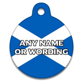 Spoilt Rotten Pets 31mm Diameter Scotland, Scottish Flag, Scot Flag, Dog Tag Cat Identity Disc, Cat, Kitten, Dog, Puppy, ID Tag, Pet Tag Custom Printed with Your Contact Details