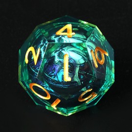 Handmade Skull Resin DND Dice Set 7-Piece Sharp Edge Polyhedral Dice for RPG & Dungeons and Dragons (Green Gold)