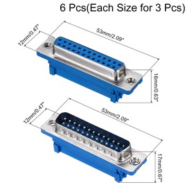 sourcing map D-sub Connector DB25 IDC Crimp Connector Male Female Socket 25-pin 2-Row Male Female Serial Port Terminal Breakout for Mechanical Equipment CNC Computers Pack of 6
