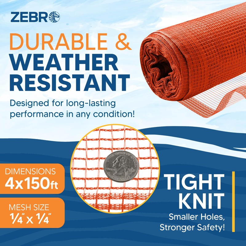 Fire Retardant Debris Safety Netting (4' x 150' - Orange)