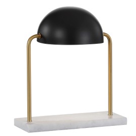 JONATHAN Y JYL1044A Porter 13.5" Art Deco Dome Lamp with Marble Base Classic Glam Bedside Desk Nightstand Lamp for Bedroom Living Room Office College Bookcase LED Bulb Included, Brass Gold/White