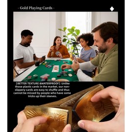 Leimonri Poker Playing Cards, Gold Foil Waterproof Deck of Cards with Gift Box, Magic Poker Cards, Perfect for Party and Game (Classic Edition) Fade-Resistant Poker Cards