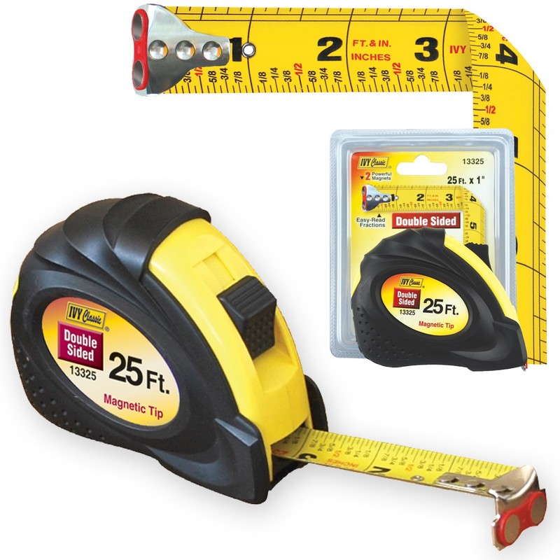 IVY Classic 13325 25' x 1" Double-Sided Magnetic Measuring Tape,