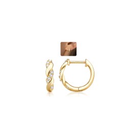 LOLIAS 14K Gold Hoops Earrings for Women 925 Sterling Silver Hypoallergenic U Shaped Chunky Gold Earrings with AAA+ CZ Huggie Hoop Earrings Small Gold Earrings for Women