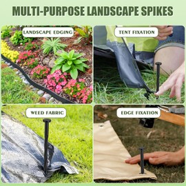 Landscape Spikes, Plastic Landscape Edging Spikes 8 Inch (100 Pack) - Spiral Anchoring Stakes for Weed Barrier, Paver Edging, Artificial Turf, Garden Lawn Yard & More