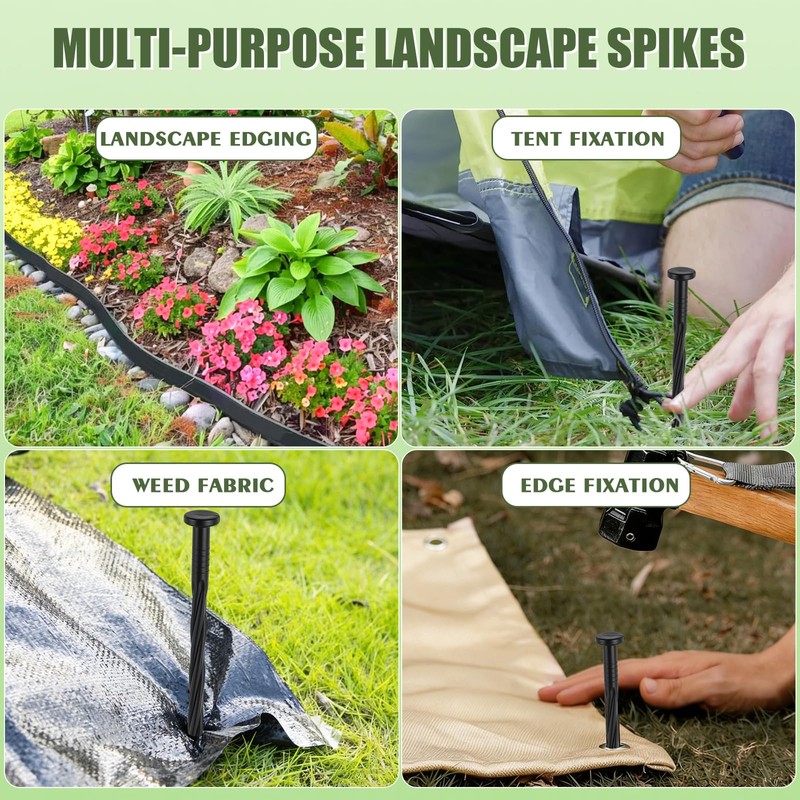 Landscape Spikes, Plastic Landscape Edging Spikes 8 Inch (100 Pack)