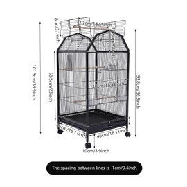 COFECO Parakeet Bird, Bird Cage with Stand Metal Pet Bird Flight Cages Large Finch Bird Cage for Budgies, Parakeets, Finches, Canaries, Lovebirds, Quaker Parrots, Cockatiels, Conures