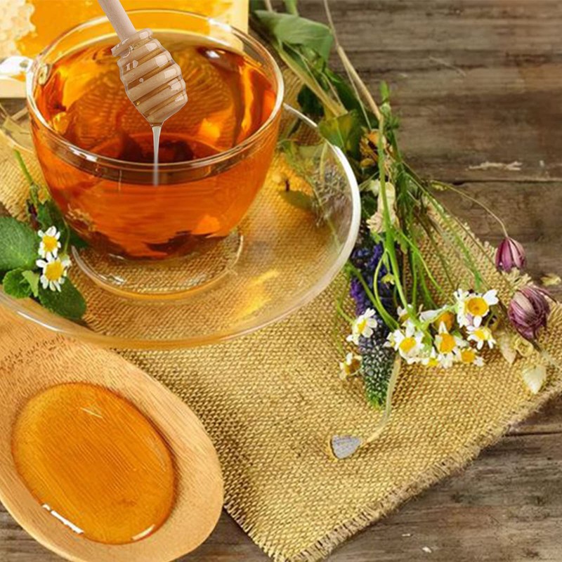 Ucheom Wooden Honey Dipper Sticks, 3Pcs Mini Honey Spoon for