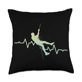 Rock Climbing Harness Freeclimbing Partner Mountains Bouldering Heartbeat Climbing Freeclimber Throw Pillow, 18x18, Multicolor