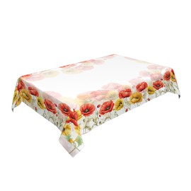 GSRONY Decorative Rectangle Table Cloths Watercolor Poppy Spring Seasonal Summer Flower Tablecloth Table Cover for Dining/BBQ/Picnic/Coffee Table 52 X 70 Inches