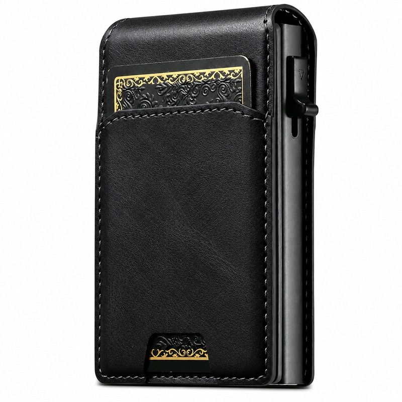 PU Leather Card Holder Wallet for Men – Automatic Pop-Up