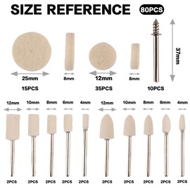 80/140PCS Polishing Kit for Dremel Buffing Wheels, Multi-Grit Wool Felt Polishing Pads for Metal Jewelry Bicycle - Includes Storage Box Dremel Accessories & Metal Polishing Kit with 1/8" Shank (80)