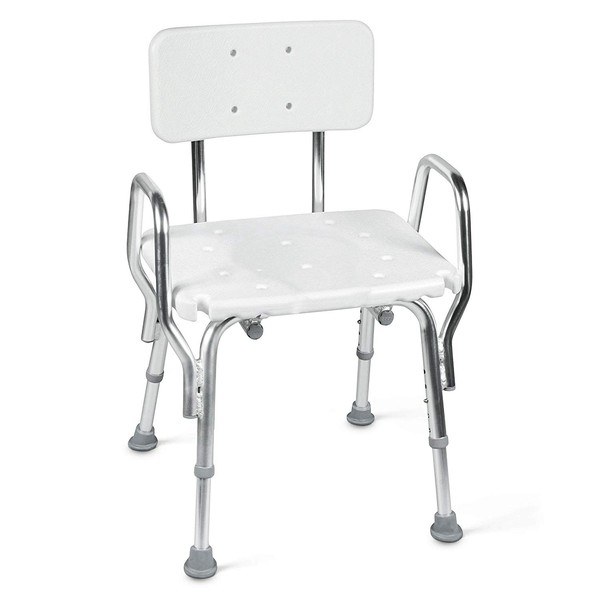 DMI Shower Chair Bath Seat for Tub or Shower Bench for Inside Shower, FSA and HSA Eligible, Aluminum with Plastic Seat, No Tools Needed, Adjustable Height, Holds Weight up to 350 Pounds, White