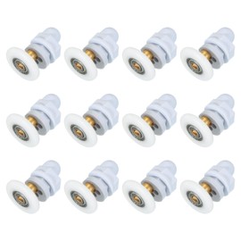 uxcell 29mm Shower Door Rollers, Sliding Shower Doors Runners Wheels Replacement Copper Rod Pulley for Bathroom Glass Doors 4-6mm, White 12 Pcs