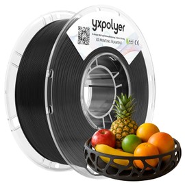 YXPOLYER PLA Filament Food Grade 1.75mm 1kg for 3D Printing, Black 3D Printer Filament with Transparent AMS-Compatible Filament Spool