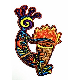 HHO Kokopelli Tattoo Patch Embroidered DIY Patches, Cute Applique Sew Iron on Kids Craft Patch for Bags Jackets Jeans Clothes