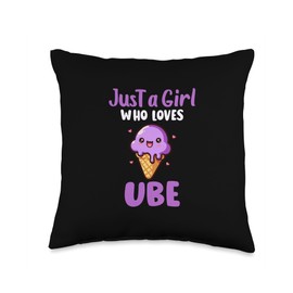 Just A Girl Who Loves Ube , Funny Ube For Girls Women Ube Throw Pillow