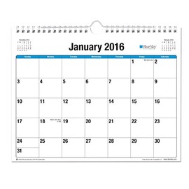 Azul cielo 2016 Calenda R de pared, alambre-o Bindin G, 43,18 cm x 30,48 cm, Clásico (17645 vatios)Blue Sky Calendario de pared 2016, con encuadernación de alambre Wire-O™, 43.18