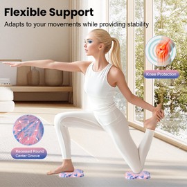 Lumuka 2 Packs Yoga Knee Pads Mat Set - Extra Thick Foam Kneeling Pad Cushion for Knees, Elbows, Wrists, Head - Yoga Essentials for Women Men, Non-Slip Pilates, Meditation, Floor Workouts