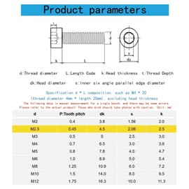 M2.5-0.45 x 16mm Stainless Steel 201,GB/T 70,Metric Socket Head Cap Bolts Screws, Allen Socket Drive,Hex Socket Cap Screw,Machine Full Thread for Bike Water Bottle Cage Holder Bracket Rack,30 Pcs