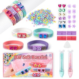 DOLIVE DIY Diamond Bracelet Making Kit, 4 PCS DIY Multicolor Gems Friendship Bracelet with 2 Jewelry Making Pens, Gem Art for Kids 72 Months, Birthday Christmas Gifts for Girls