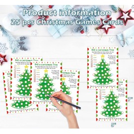 Roll a Christmas Tree Game, Christmas Party Games and Decorations, Christmas Games for Adults and Large Groups-25 Players, Holiday Classroom Game, Winter Holiday Xmas Activities Family Party Game, 04
