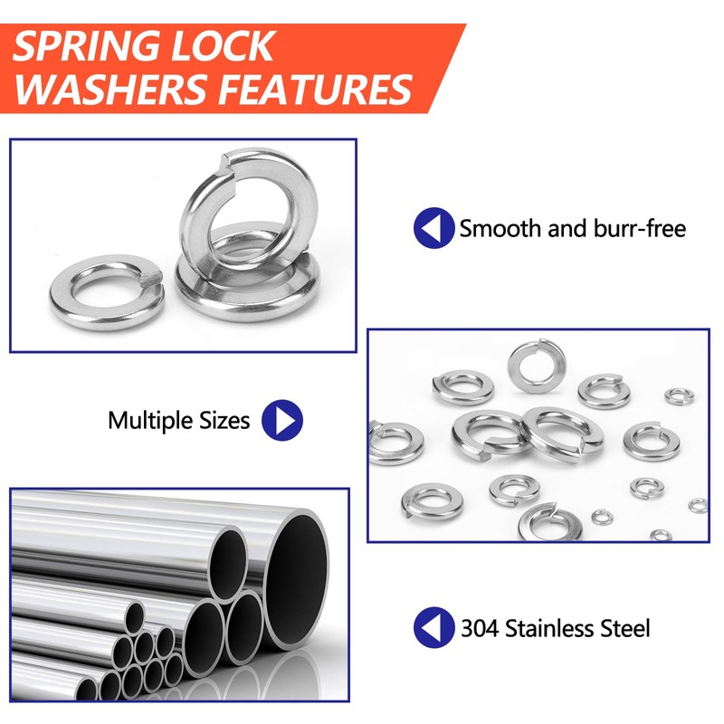 1000 Pcs Spring Lock Washers Assortment Kit – 9 SAE