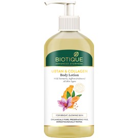 Biotique Ubtan & Collagen Light Gel Oil-Free Body Lotion for Smooth, Healthy & Glowing Skin with goodness of Turmeric & Saffron|For Men & Women -300ml
